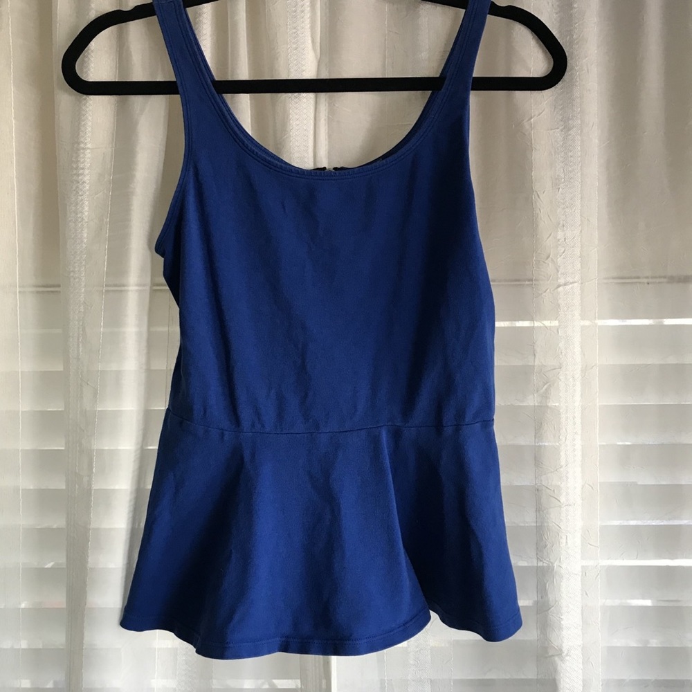 Express blue peplum tank top
